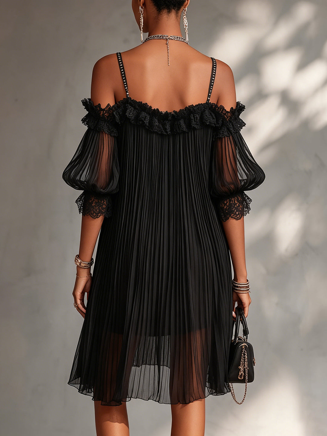 Bente | Robe Mini en Chiffon Plissé
