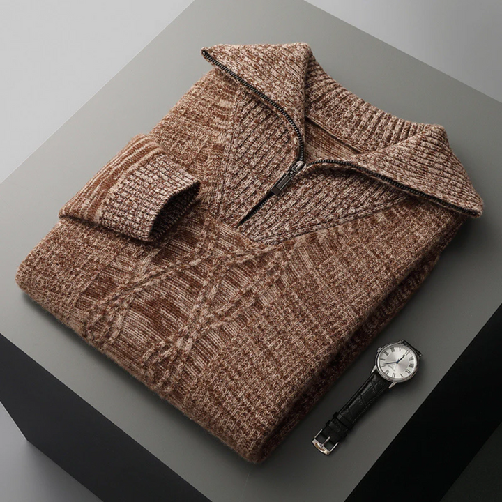 Pull zippé en laine mérinos Taranto