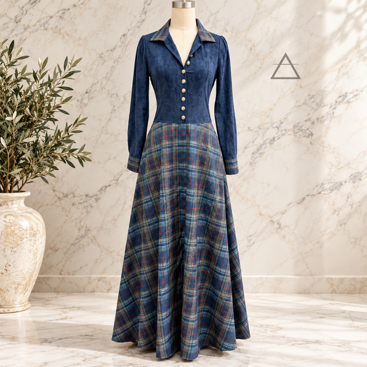 Philippine – Robe longue esprit cavalière à carreaux