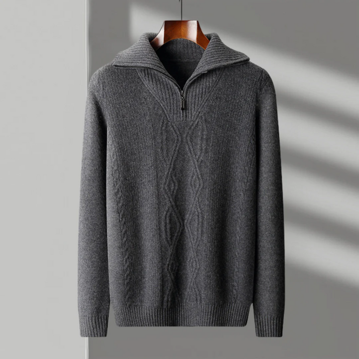 Pull zippé en laine mérinos Taranto