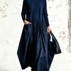 Robe Maxi Oversize à Détail Poche Col Montant