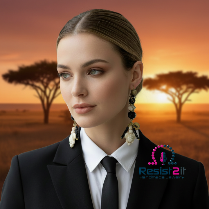 Ensemble BLACK ZEBRA™ - Bracelet &amp; Boucles d&
