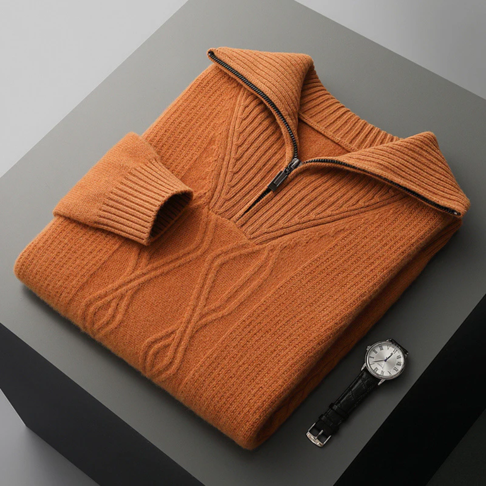 Pull zippé en laine mérinos Taranto