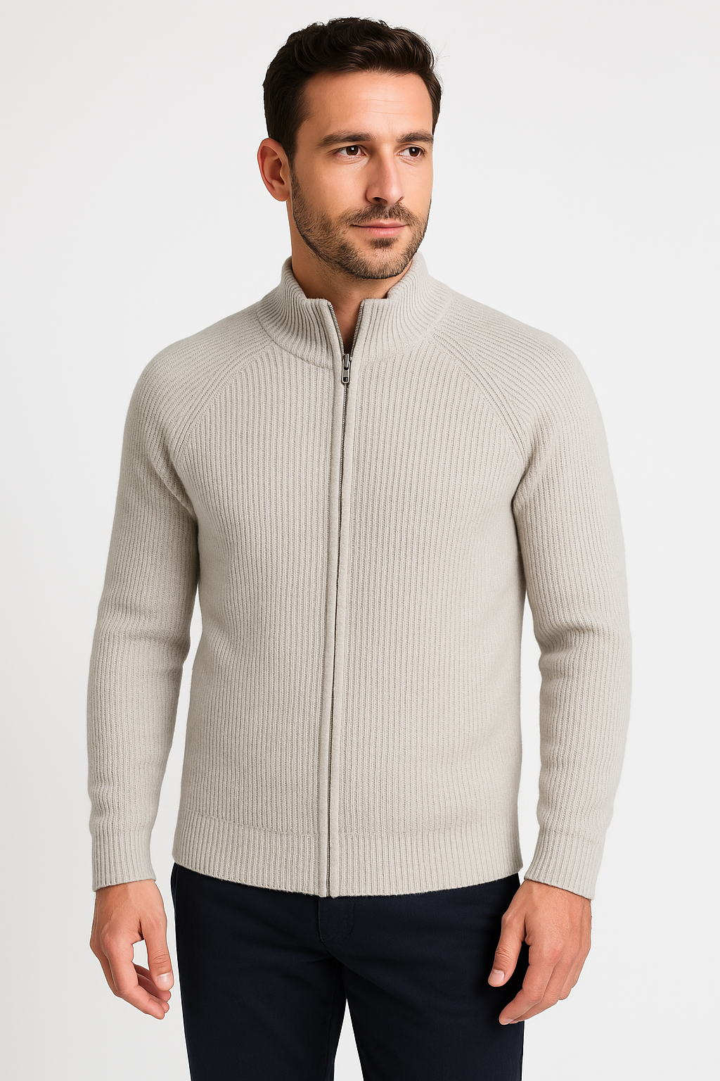 Cardigan Zippé en Laine Mérinos Quatre Saisons