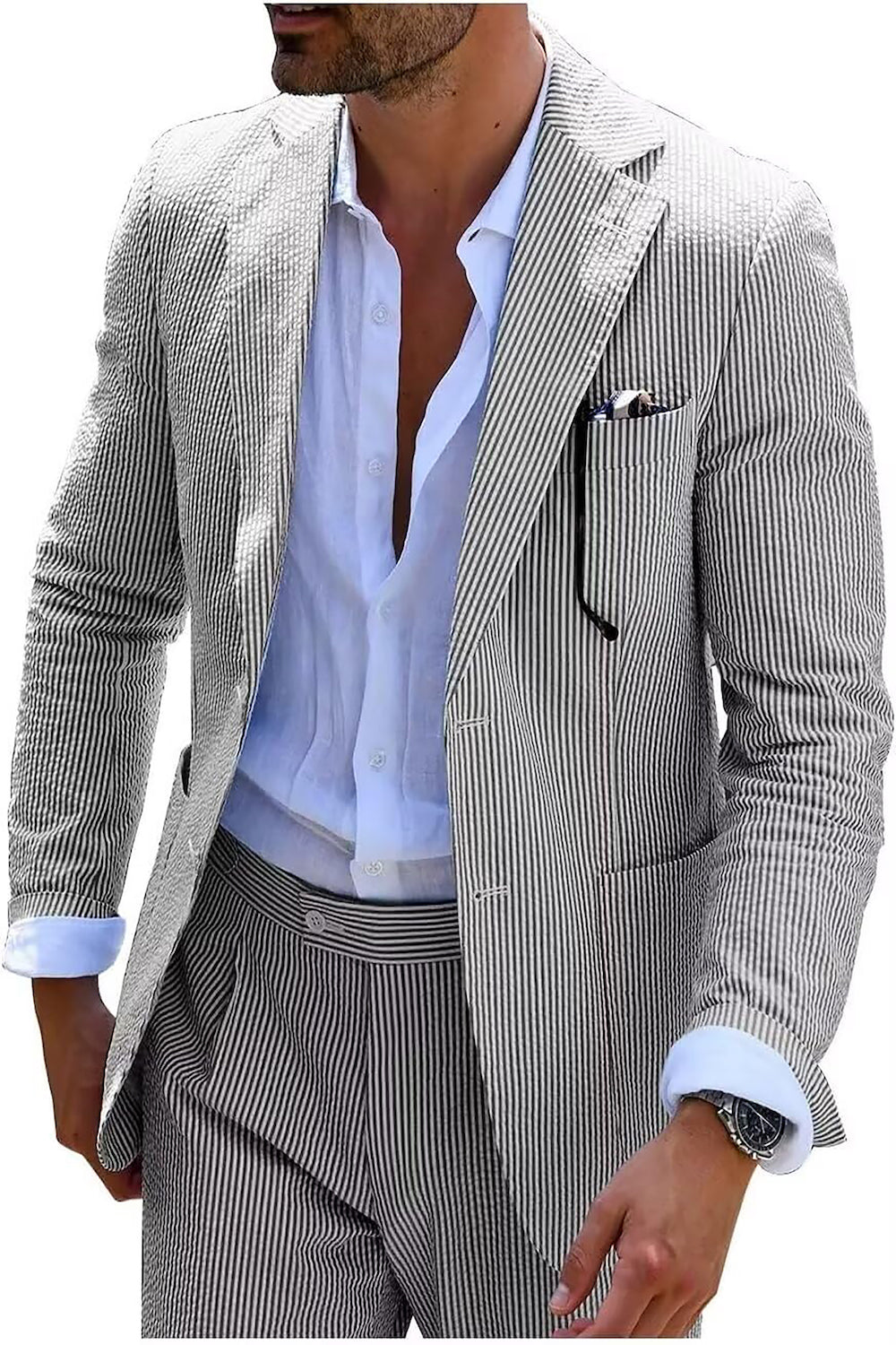 COMPLET ÉTÉ À RAYURES (PANTALONS + VESTE)