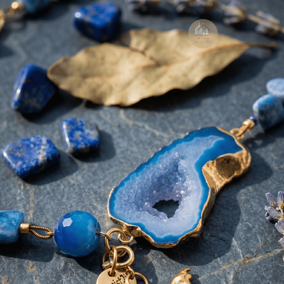 Blue Portal | Collier en agate et apatite