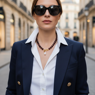 DESERT PEARL™ - Collier en Œil de Tigre Bourgogne avec Pendentif Amovible