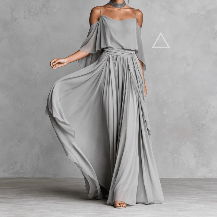 Célestine | Robe longue fluide à épaules dénudées