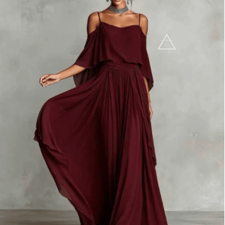 Célestine | Robe longue fluide à épaules dénudées