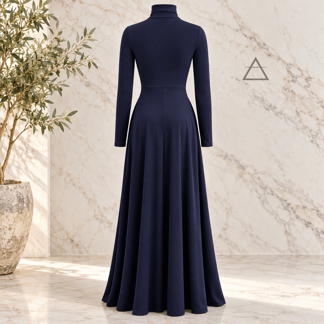 Isabeau | Robe longue fluide bleu marine