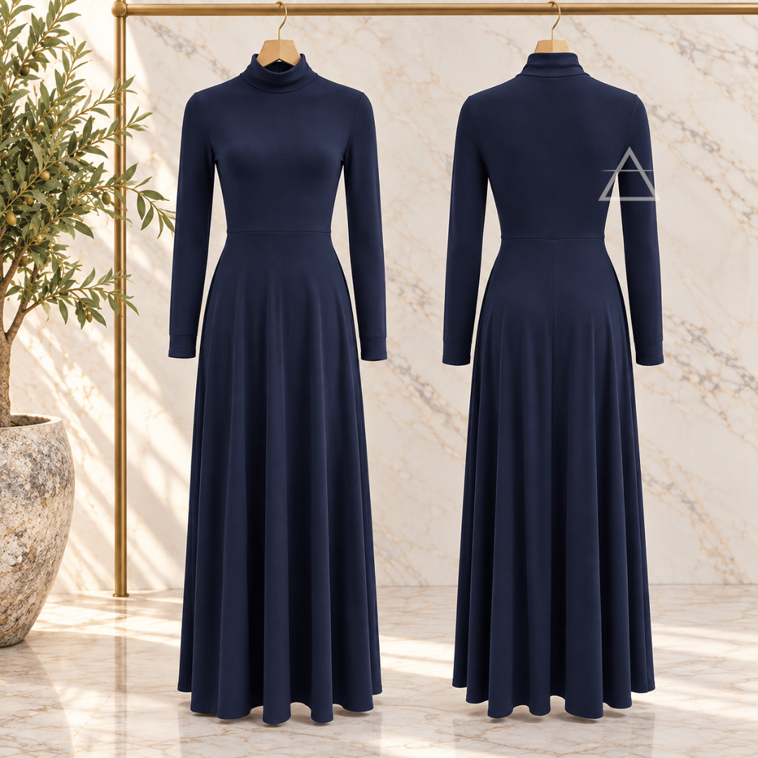Isabeau | Robe longue fluide bleu marine