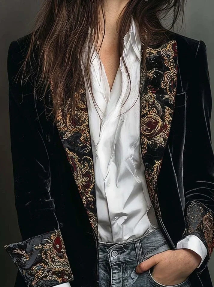 Marta | Blazer à Coupe Sculptée avec Imprimé Baroque