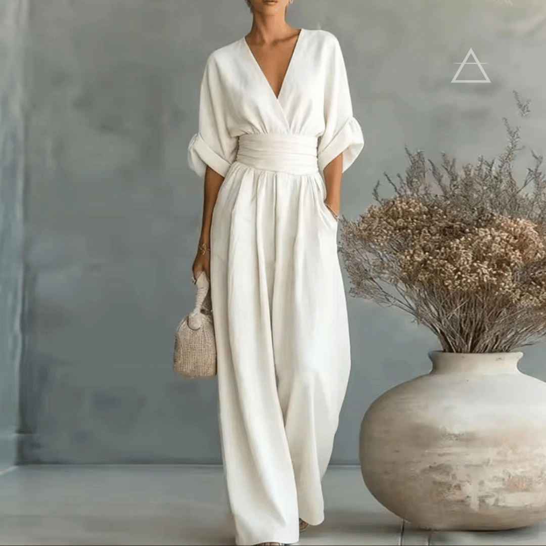 Apolline™ — combinaison fluide Porcelaine à décolleté croisé