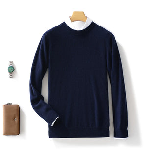 Automne/Hiver Nouveau Pull en Cachemire pour Homme 100% Laine Pure Épais Pull Col Rond Décontracté Tricoté