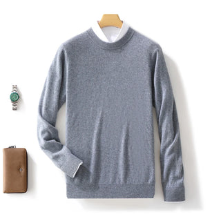 Automne/Hiver Nouveau Pull en Cachemire pour Homme 100% Laine Pure Épais Pull Col Rond Décontracté Tricoté