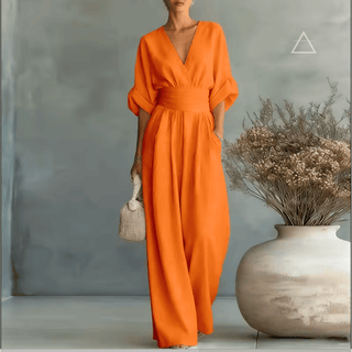 Apolline™ — combinaison fluide Terracota à décolleté croisé