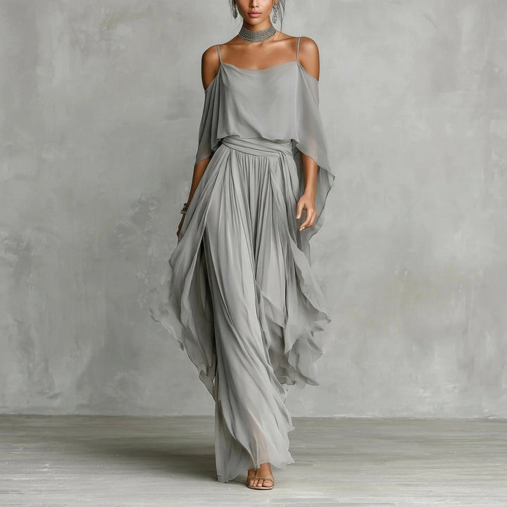Célestine | Robe longue fluide à épaules dénudées